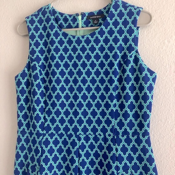 Lands' End Royal Teal Blue Quatrefoil Ponte Stretch Sheath Dress NEW size 6 - Picture 4 of 14